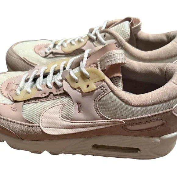 Nike Women's Air Max 90 Futura Low-Top Sneakers in Blush Pink and Cream - Picture 2 of 11